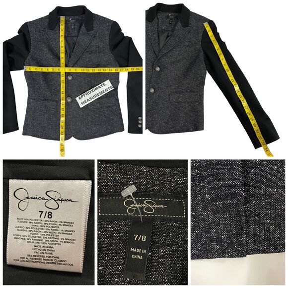 Jessica Simpson Blazer Womens 7/8 Black Colorblock Work Office Jacket Corpcore - Picture 3 of 16